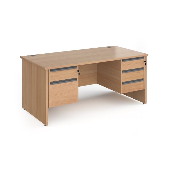 Contract 25 panel leg straight desk with 2 and 3 drawer peds-Beech Contract 25 panel leg straight desk with 2 and 3 drawer peds-Beech
