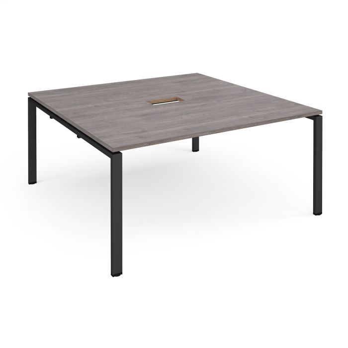 Adapt square power ready boardroom table-Grey Oak