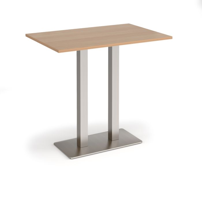 Eros rectangular poseur table with twin uprights-Beech