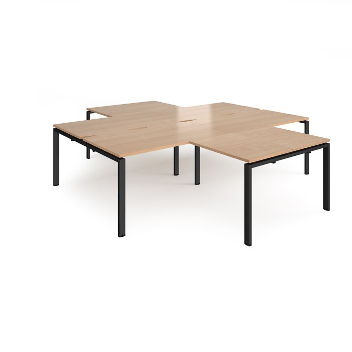 Adapt 4 desk cluster with returns-Beech Adapt 4 desk cluster with returns-Beech