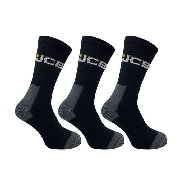 3PK WORK SOCKS WITH ADDED ELASTANE BLACK 6-11 - Black 3PK WORK SOCKS WITH ADDED ELASTANE BLACK 6-11 - Black