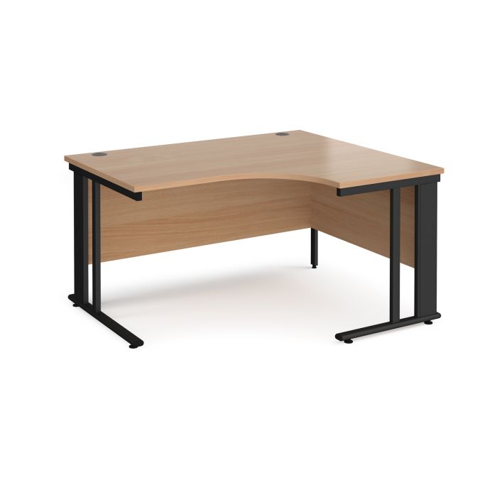 Maestro 25 cable managed right hand ergonomic desk-Beech Maestro 25 cable managed right hand ergonomic desk-Beech