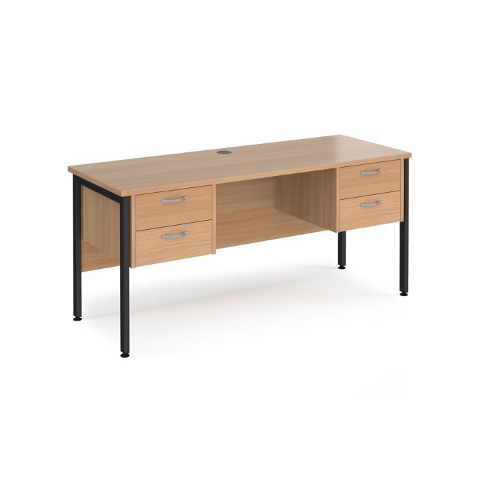 Maestro 25 H-Frame 600mm deep desk with 2 x 2 drawer peds-Beech Maestro 25 H-Frame 600mm deep desk with 2 x 2 drawer peds-Beech
