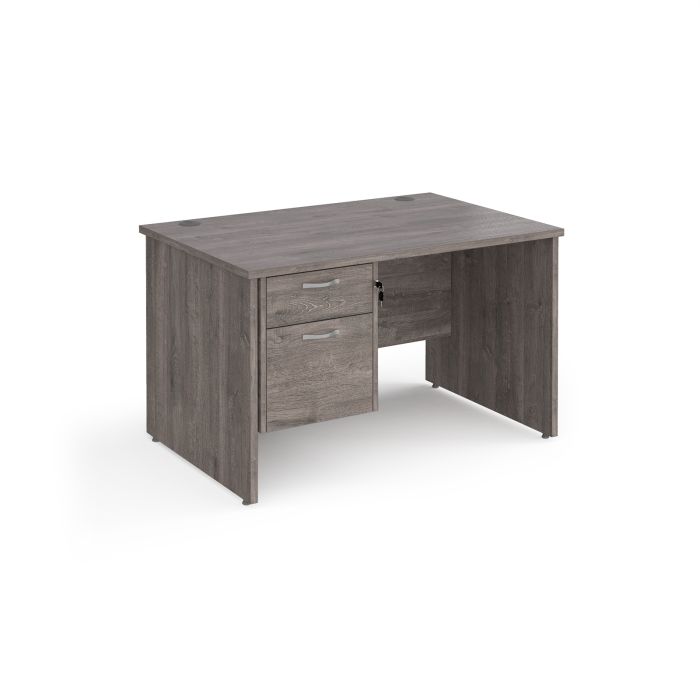 Maestro 25 panel end 800mm deep desk with 2 drawer ped-Grey Oak Maestro 25 panel end 800mm deep desk with 2 drawer ped-Grey Oak