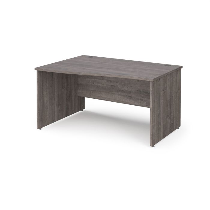Maestro 25 panel end left hand wave desk-Grey Oak Maestro 25 panel end left hand wave desk-Grey Oak