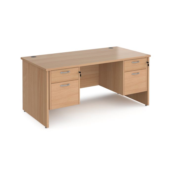 Maestro 25 panel end 800mm deep desk with 2 x 2 drawer peds-Beech Maestro 25 panel end 800mm deep desk with 2 x 2 drawer peds-Beech