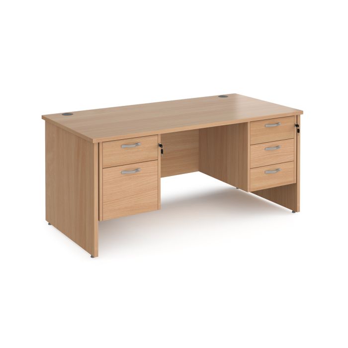 Maestro 25 panel end 800mm deep desk with 2 & 3 drawer peds-Beech Maestro 25 panel end 800mm deep desk with 2 & 3 drawer peds-Beech