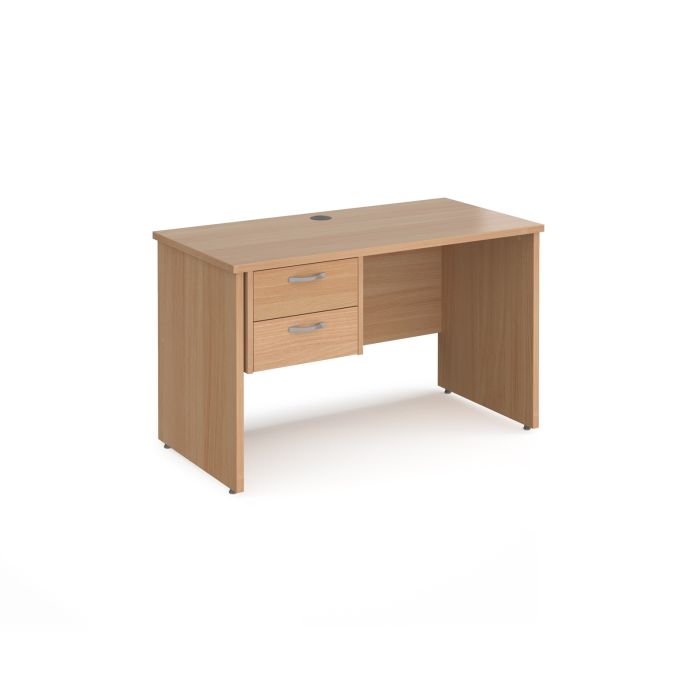 Maestro 25 panel end 600mm deep desk with 2 drawer ped-Beech Maestro 25 panel end 600mm deep desk with 2 drawer ped-Beech