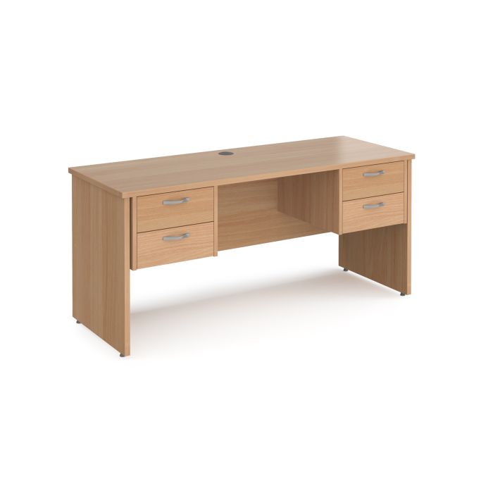 Maestro 25 panel end 600mm deep desk with 2 x 2 drawer peds-Beech Maestro 25 panel end 600mm deep desk with 2 x 2 drawer peds-Beech