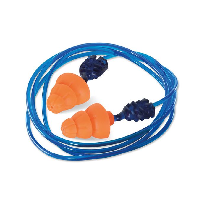 ORANGE CORDED TRI FLANGE REUSABLE EAR PLUG SNR 34 - Orange ORANGE CORDED TRI FLANGE REUSABLE EAR PLUG SNR 34 - Orange