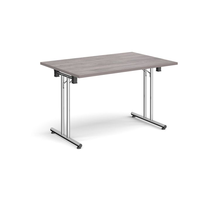 Rectangular folding leg table with straight feet-Grey Oak