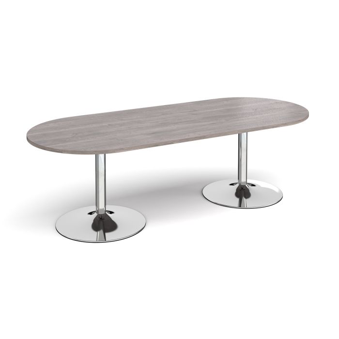 Trumpet base radial end boardroom table-Grey Oak