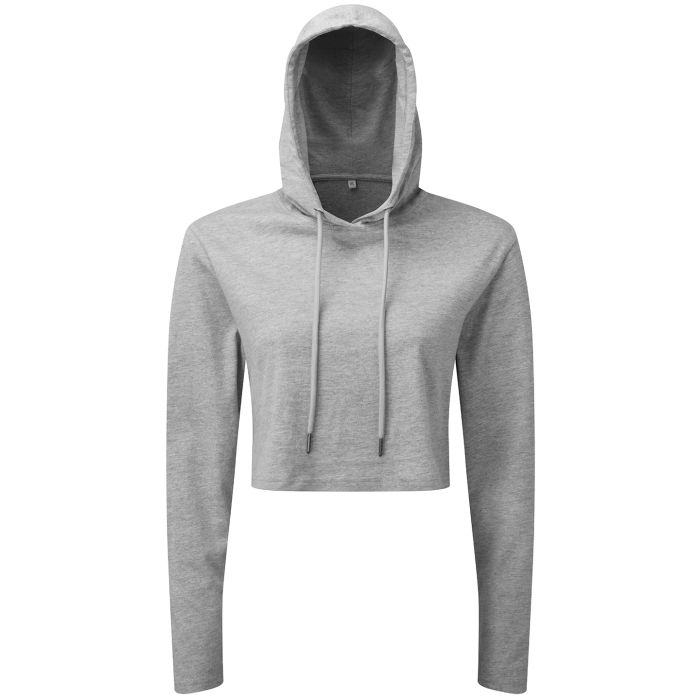 Women's TriDri® cropped hooded long sleeve t-shirt - Heather Grey - S Women's TriDri® cropped hooded long sleeve t-shirt - Heather Grey - S