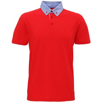 Men's chambray button-down collar polo