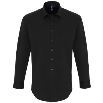 Stretch fit cotton poplin long sleeve shirt