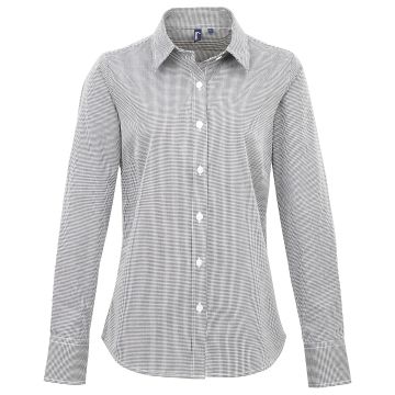 Women's Microcheck (Gingham) long sleeve cotton shirt