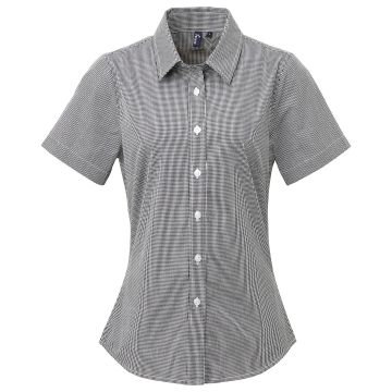 Women's Microcheck (Gingham) short sleeve cotton shirt