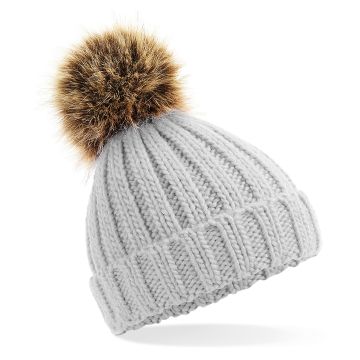 Infant/junior fur pom pom chunky beanie