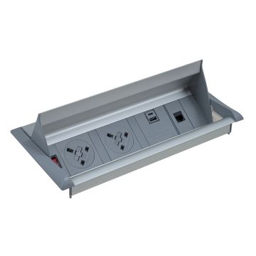 Aero fliptop in-table power module 3 - Grey/Silver