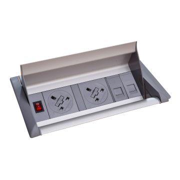 Aero fliptop in-table power module 2 - Grey/Silver