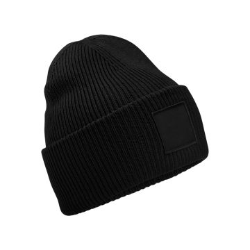 Deep-cuffed tonal patch beanie