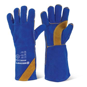 CAT2 BLUE GOLD HQ WELDERS GAUNTLET - Blue