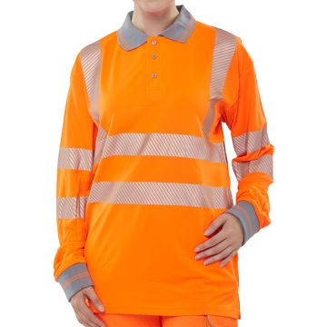 Beeswift Executive Hi-Vis Long Sleeve Rail Polo Shirt