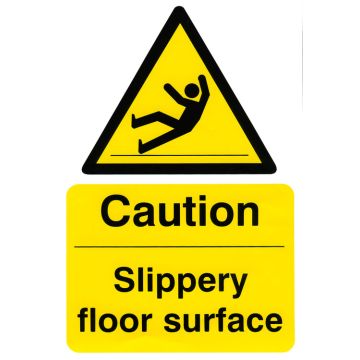 CAUTION SLIPPERY FLOOR SURFACE 200MM X 300MM - White/Yellow
