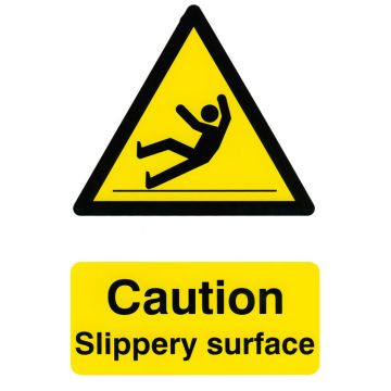 CAUTION SLIPPERY SURFACE 200MM X 300MM - White/Yellow