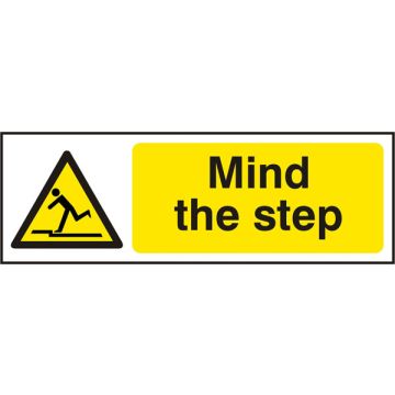 MIND THE STEP  SAV 300MM X 100MM - White/Yellow