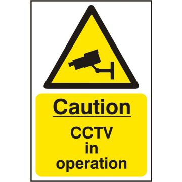 WARNING CCTV SAV 200MM X 300MM - White/Yellow