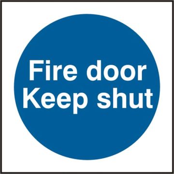 FIRE DOOR KEEP SHUT SAV 100MM X 100MM - White/Blue