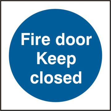 FIRE DOOR KEEP CLOSED SAV 100MM X 100MM - White/Blue