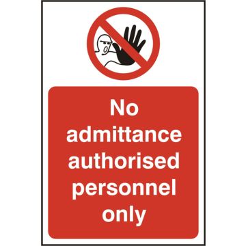 AUTHORISED PERSONNEL SAV 200MM X 300MM - White/Red