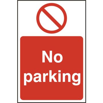 NO PARKING RPVC 200MM X 300MM - White/Red