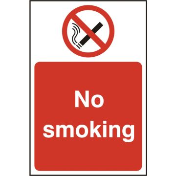 NO SMOKING RPVC 200MM X 300MM - White/Red