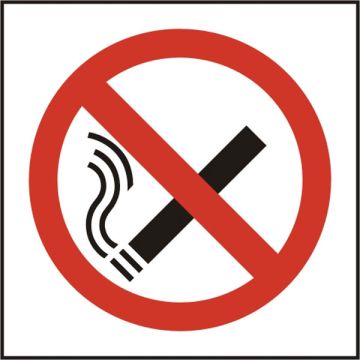NO SMOKING SYMBOL SAV 100MM X 100MM - White
