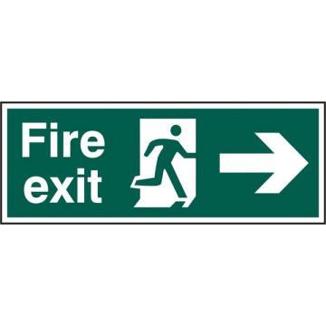 FIRE EXIT MAN ARROW RIGHT RPVC 400MM X 150MM - Green
