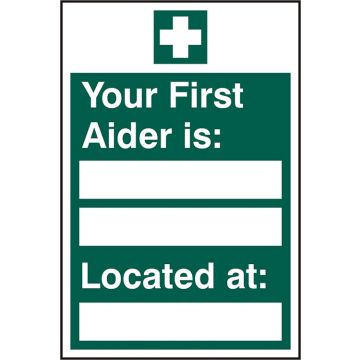 FIRST AIDER LOCATED SAV 200MM X 300MM - Green