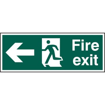 FIRE EXIT MAN ARROW LEFT RPVC 400MM X 150MM - Green