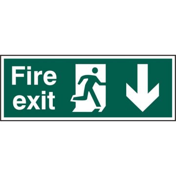 FIRE EXIT MAN ARROW DOWN RPVC 400MM X 150MM - Green