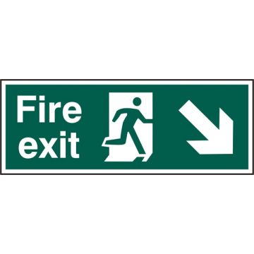 FIRE EXIT MAN ARROW D/R RPVC 400MM X 150MM - Green