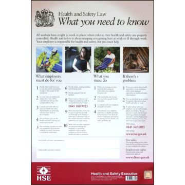 HEALTH & SAFETY LAW POSTER PVC 420MM X 594MM - White