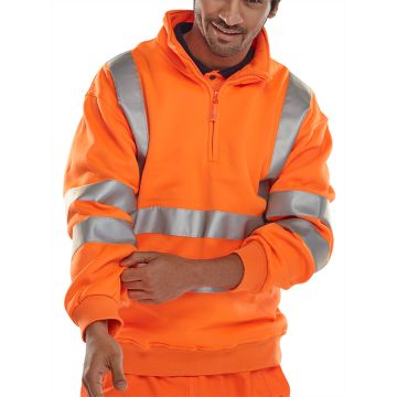 Beeswift Essential Quarter Zip Sweatshirt Hi-Vis Jumper
