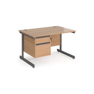 Contract 25 cantilever leg straight desk with 2 drawer pedestal