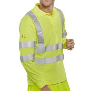 Fire Retardant Hi-Vis Anti Static Polo Long Sleeved