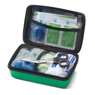 CLICK MEDICAL BS8599-2 MEDIUM TRAVEL KIT IN SMALL FEVA BAG - Green