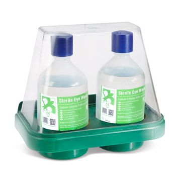CLICK MEDICAL DOUBLE EYEWASH STAND WITH 2 x 500ml - Clear