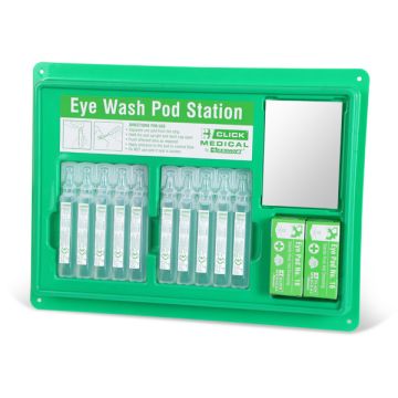 CLICK MEDICAL EYEWASH POD STATION (10X20ml) - Green