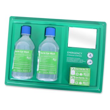 CLICK MEDICAL EYEWASH STATION C/W 2x500ml - Green